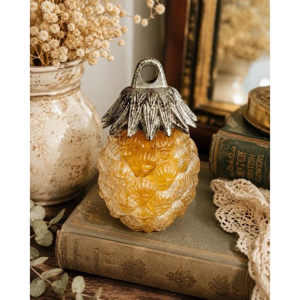 Vintage Pine Cone Hanging Fragrance Holder Refillable Metal Cap 1960s Ornament